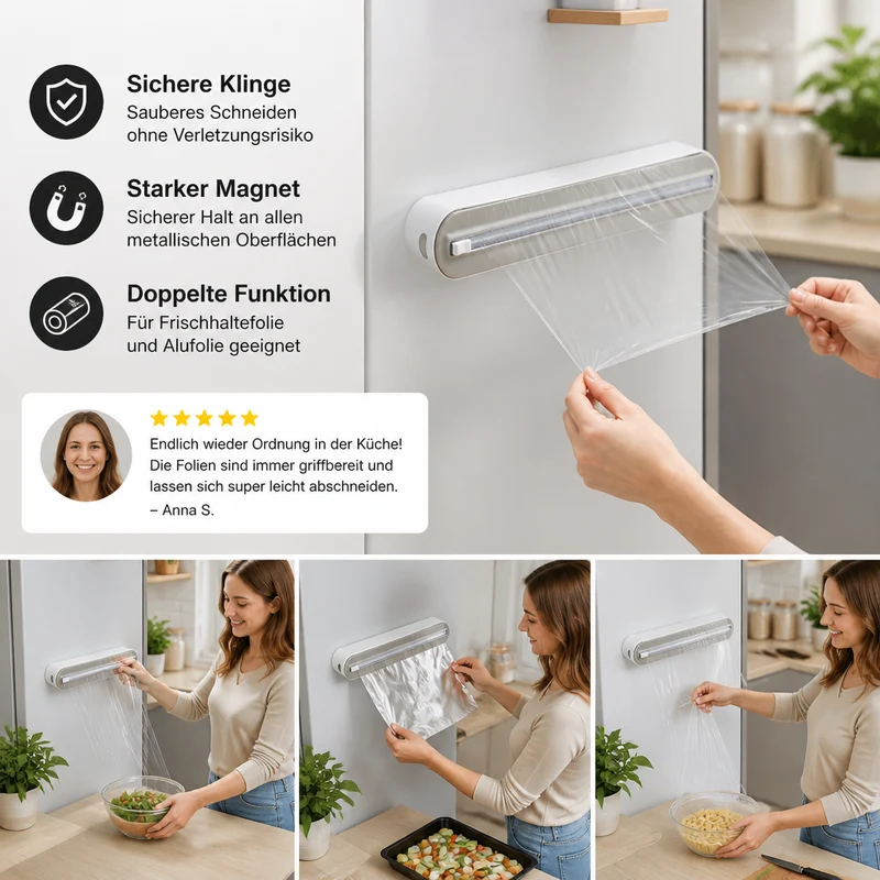 FOILMASTER Pro – Magnetischer Wand-Folienspender mit Sicherheitscutter