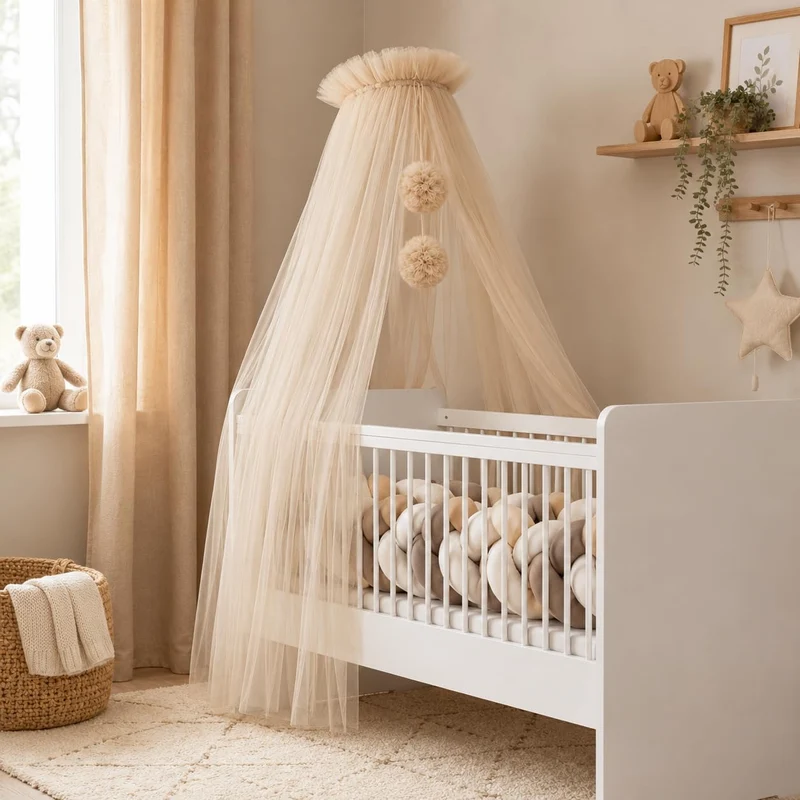 Babybetthimmel aus Tüll, Betthimmel für Babybett, Prinzessin Babywiege, Beistellbett Baby, Moskitone