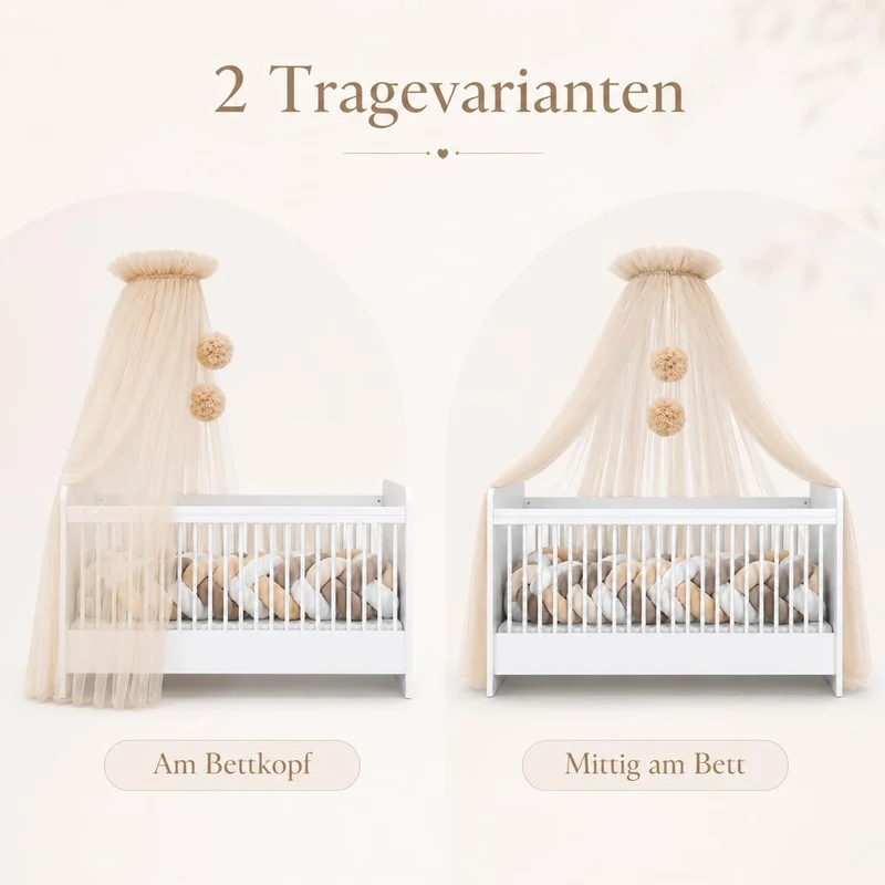 Babybetthimmel aus Tüll, Betthimmel für Babybett, Prinzessin Babywiege, Beistellbett Baby, Moskitone