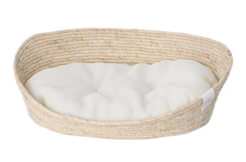 Dehner Premium Lovely Kuschelbett Tiefer Schlaf, 43 x 35 x 15 cm, Naturmaterial/Plüsch, weiss/beige
