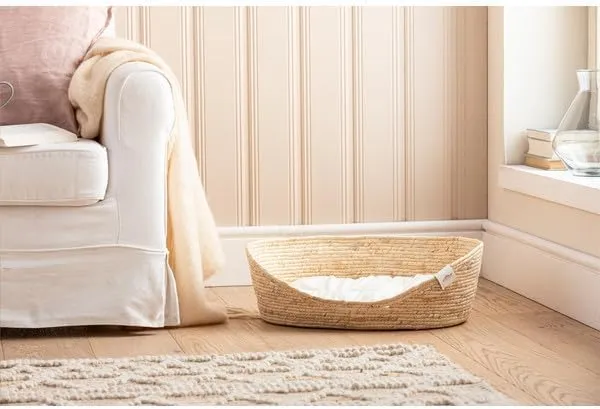 Dehner Premium Lovely Kuschelbett Tiefer Schlaf, 43 x 35 x 15 cm, Naturmaterial/Plüsch, weiss/beige