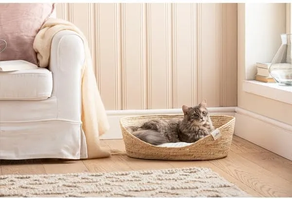 Dehner Premium Lovely Kuschelbett Tiefer Schlaf, 43 x 35 x 15 cm, Naturmaterial/Plüsch, weiss/beige