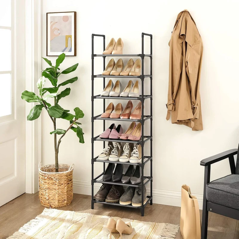 SONGMICS Schuhregal, Schuhablage, 8 Ebenen, offener Schuhschrank, Schuhaufbewahrung, schmal, 28 x 46
