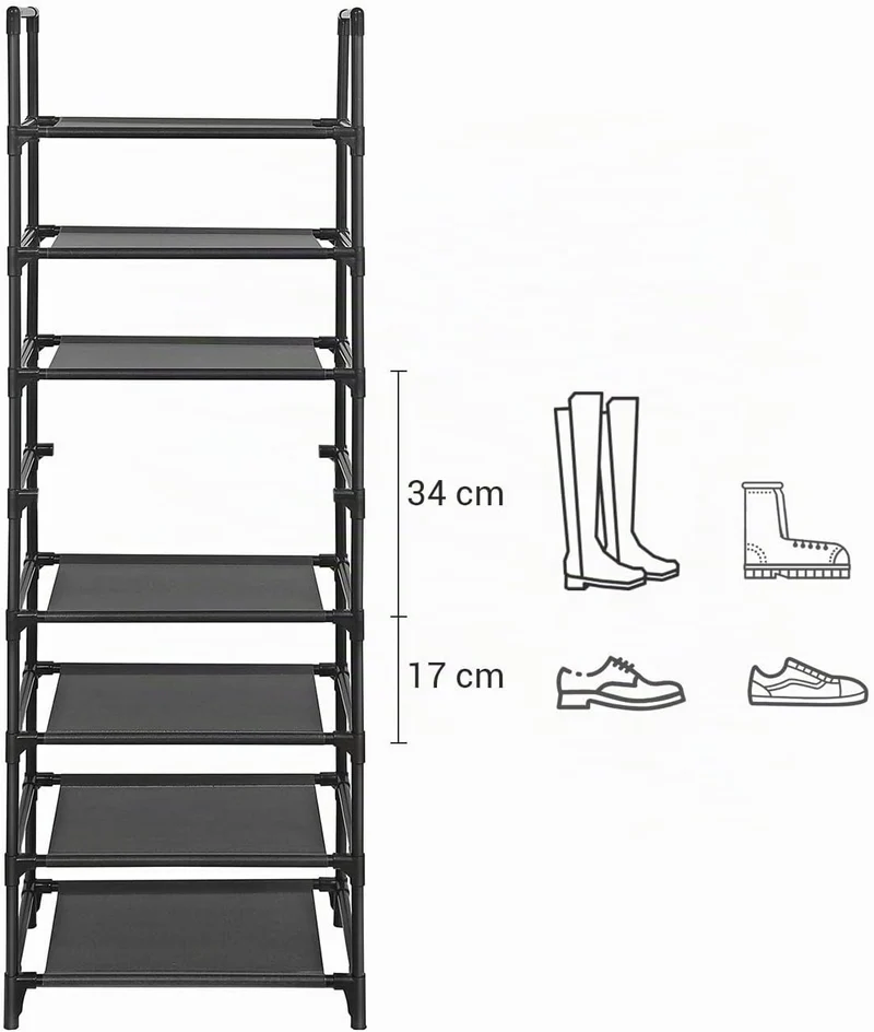 SONGMICS Schuhregal, Schuhablage, 8 Ebenen, offener Schuhschrank, Schuhaufbewahrung, schmal, 28 x 46