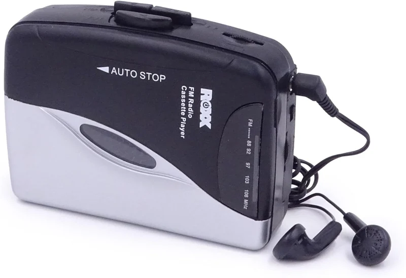 Tragbarer Kassettenspieler mit Kopfhörern, Kassettenrecorder mit Radio UKW, ROXX PCP 300 Kassettenpl