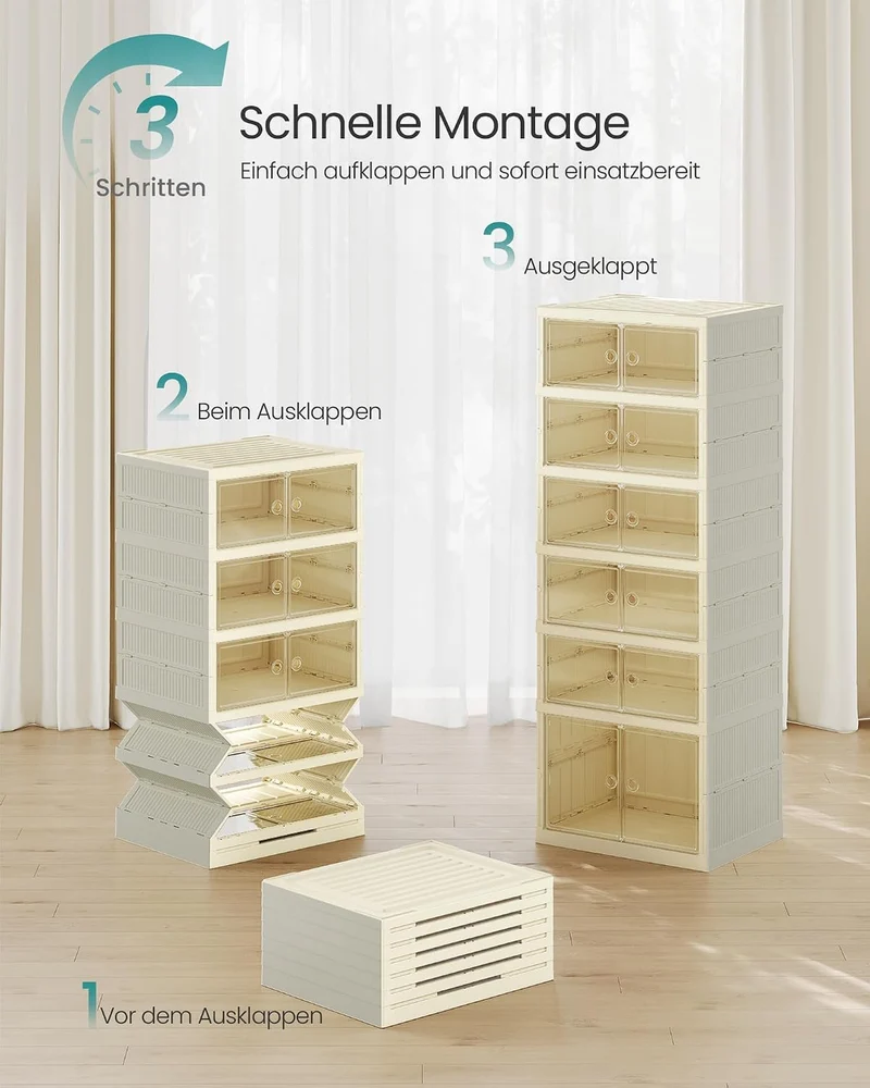 SONGMICS Schuhschrank, schmal, faltbar, Schuhregal, Organizer, transparente Tür, für 12 Paar, für St