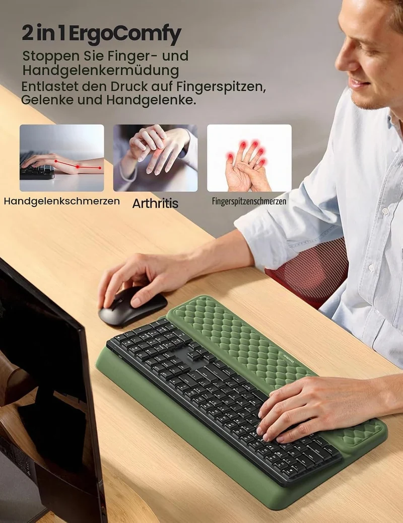 VAYDEER Ergonomische Tastatur-Handauflage – Memory-Schaum Handgelenkauflage für Tastatur, rutschfest