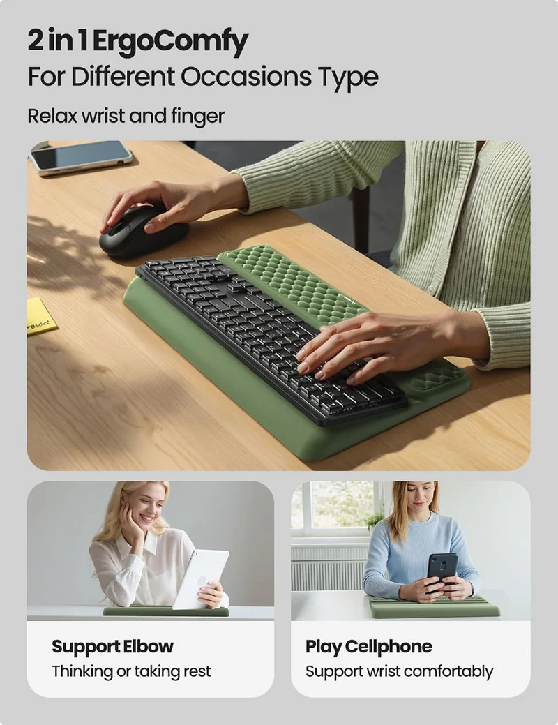 VAYDEER Ergonomische Tastatur-Handauflage – Memory-Schaum Handgelenkauflage für Tastatur, rutschfest