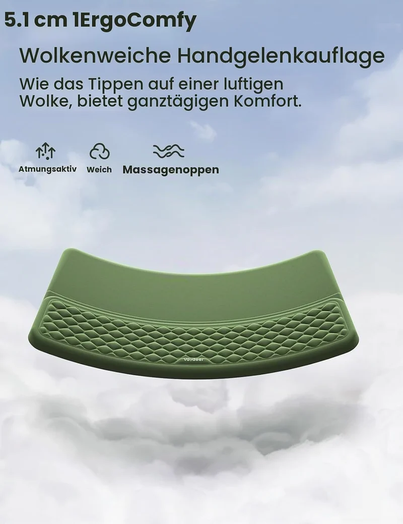VAYDEER Ergonomische Tastatur-Handauflage – Memory-Schaum Handgelenkauflage für Tastatur, rutschfest