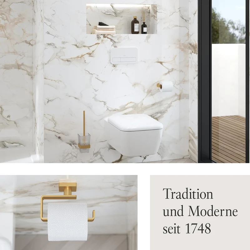 Villeroy & Boch Elements Striking Toilettenpapierhalter ohne Deckel, Klopapierhalter für Wandmontage