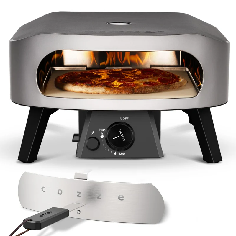 Cozze® Pizzaofen Gas 13 Zoll - Pizza Ofen Gas Outdoor (50mbar) - Tisch Pizzaofen mit Regulator für P