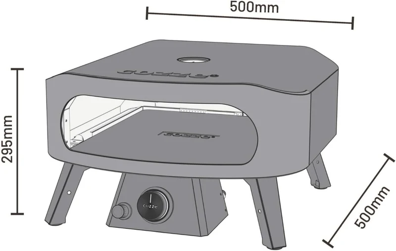 Cozze® Pizzaofen Gas 13 Zoll - Pizza Ofen Gas Outdoor (50mbar) - Tisch Pizzaofen mit Regulator für P