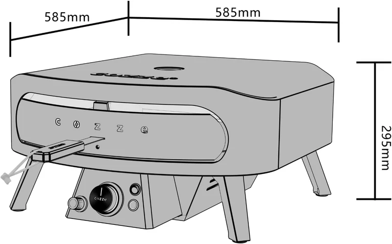 Cozze® 17" Pizzaofen Gas Schwarze Edition mit rotierender Pizzastein Ø43 cm - 600°C, Pizza in 2 Minu