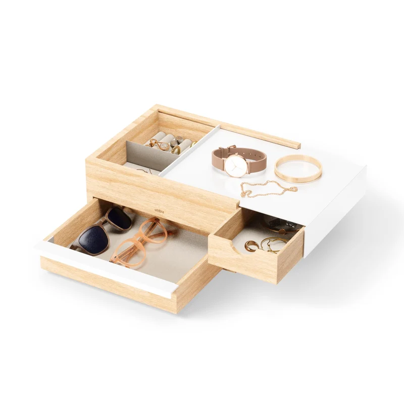 Umbra Stowit Design Schmuckkasten – moderne Schmuck Box mit Geheimfächern für Ringe, Armbänder, Uhre
