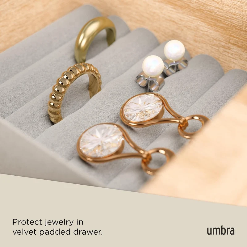 Umbra Stowit Design Schmuckkasten – moderne Schmuck Box mit Geheimfächern für Ringe, Armbänder, Uhre