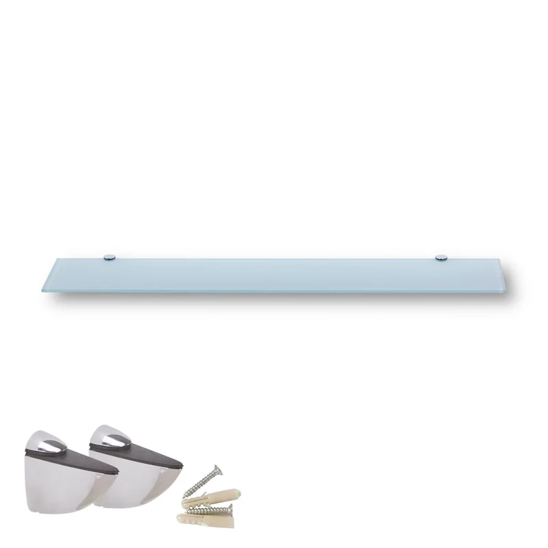Euro Tische 80cm Glas Wandregal Weissglas, Glas Regal für Badezimmer, Weissglas Duschregal mit 6mm E