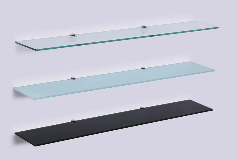 Euro Tische 80cm Glas Wandregal Weissglas, Glas Regal für Badezimmer, Weissglas Duschregal mit 6mm E