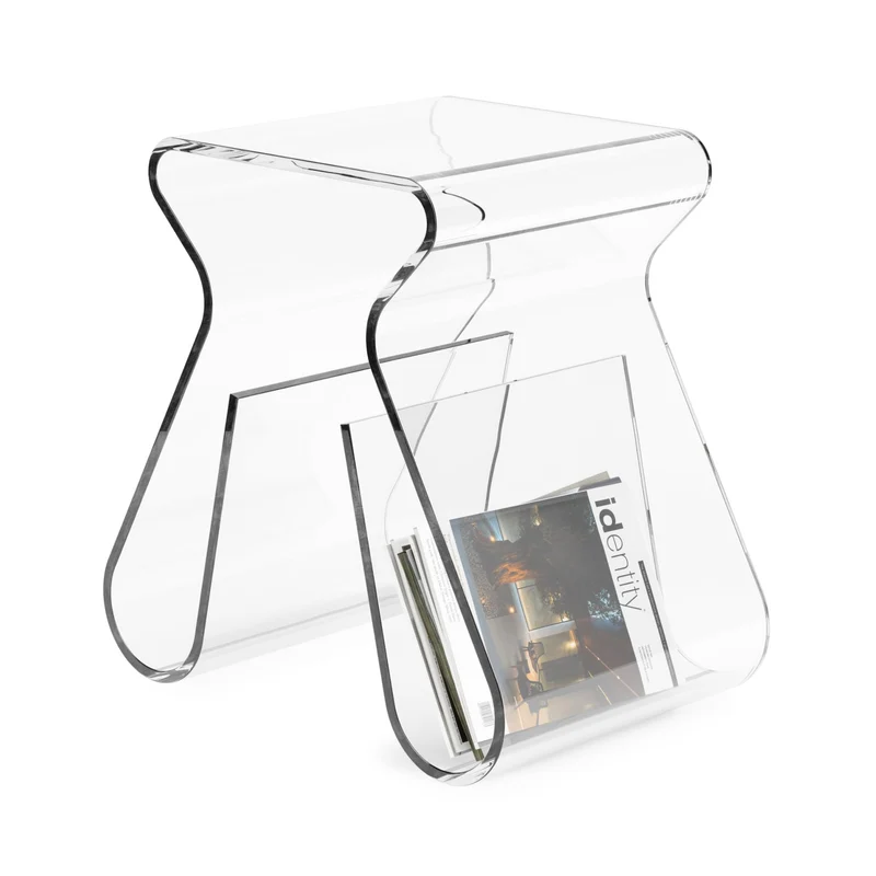 Umbra Magino Hocker mit integriertem Zeitschriftenständer, Acryl klar, Hocker