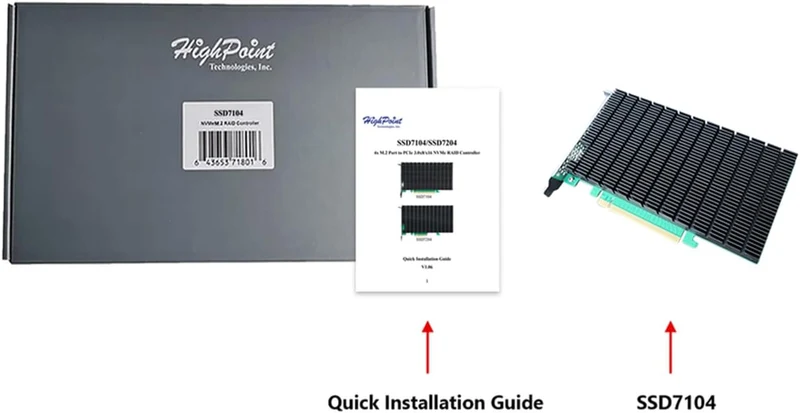HighP SSD7104 PCIe 3.0 x16 4-P. M.2 NVMe SSD7104 Individual Retail RAID M.2