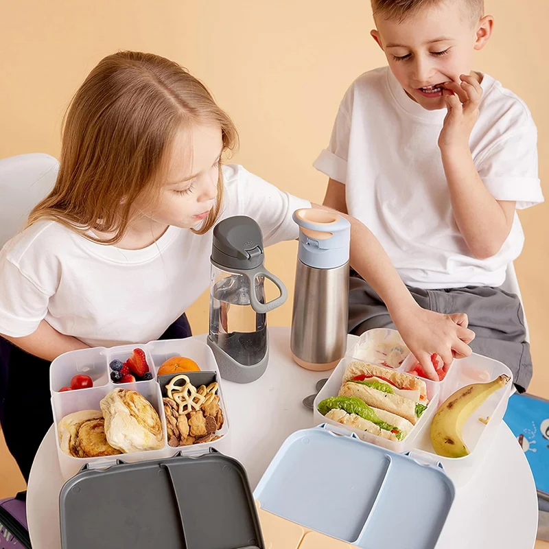 b.box Lunchbox mit Unterteilung für Kinder, Silikon, mit verstellbaren Trennwänden, Indigo Rose, Ind
