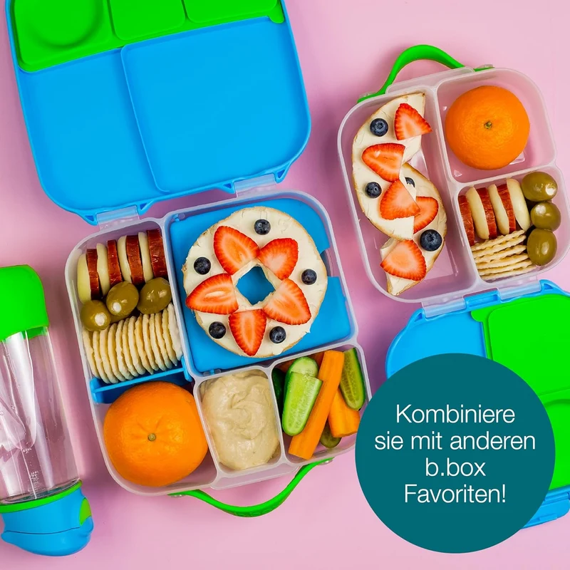b.box Lunchbox mit Unterteilung für Kinder, Silikon, mit verstellbaren Trennwänden, Indigo Rose, Ind