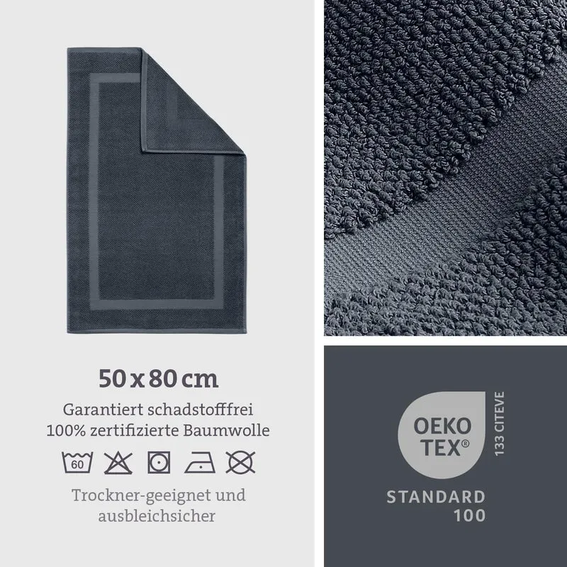 herzbach home Badvorleger 100% Baumwolle | Duschvorleger | 1.000 g/m² | Saugfähig | Waschbar (Anthra