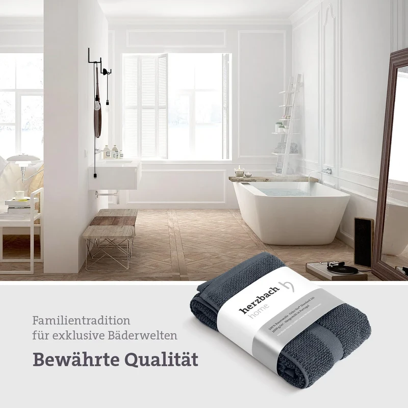 herzbach home Badvorleger 100% Baumwolle | Duschvorleger | 1.000 g/m² | Saugfähig | Waschbar (Anthra