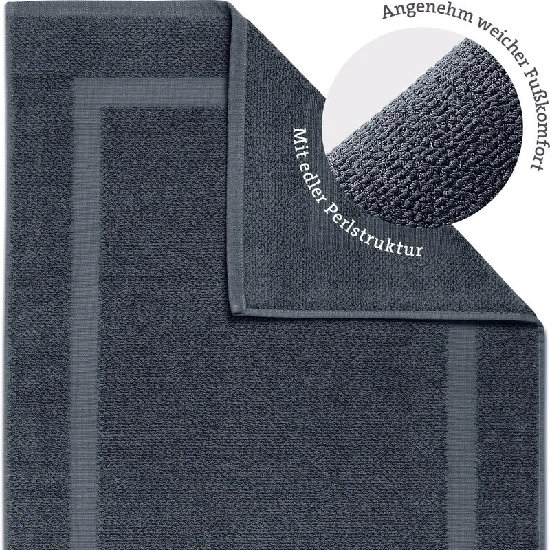 herzbach home Badvorleger 100% Baumwolle | Duschvorleger | 1.000 g/m² | Saugfähig | Waschbar (Anthra