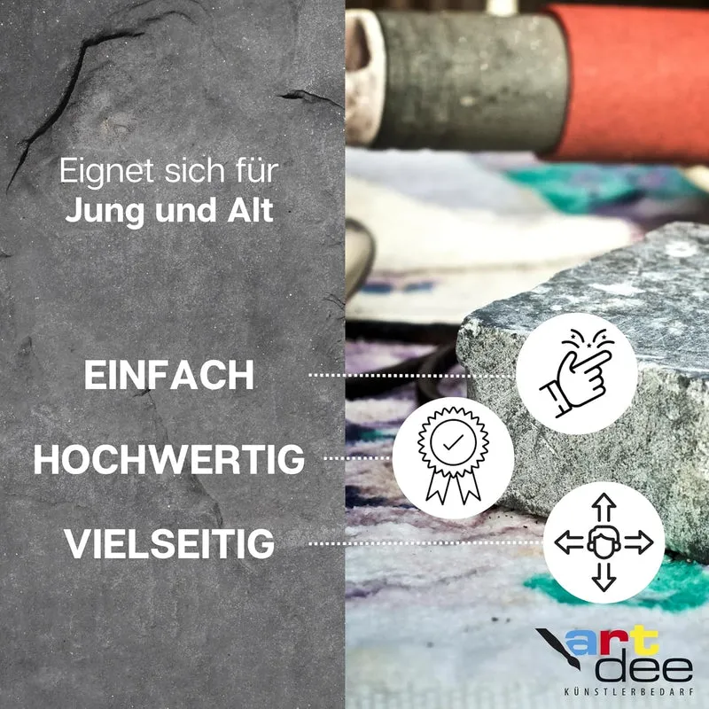 artdee® Speckstein Set mit 2 Feilen und Raspeln – Specksteine (1 kg) und Werkzeug zum Schnitzen und