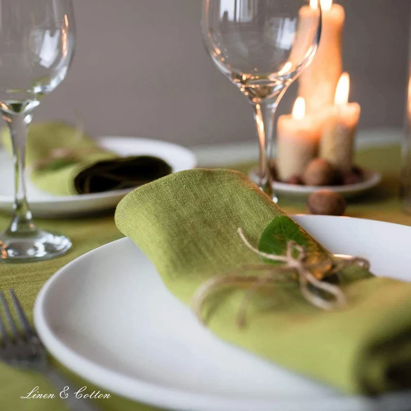 Linen & Cotton Hochwertige 4 x Stoffservietten/Servietten Stoff/Leinenservietten Hygge -100% Leinen,