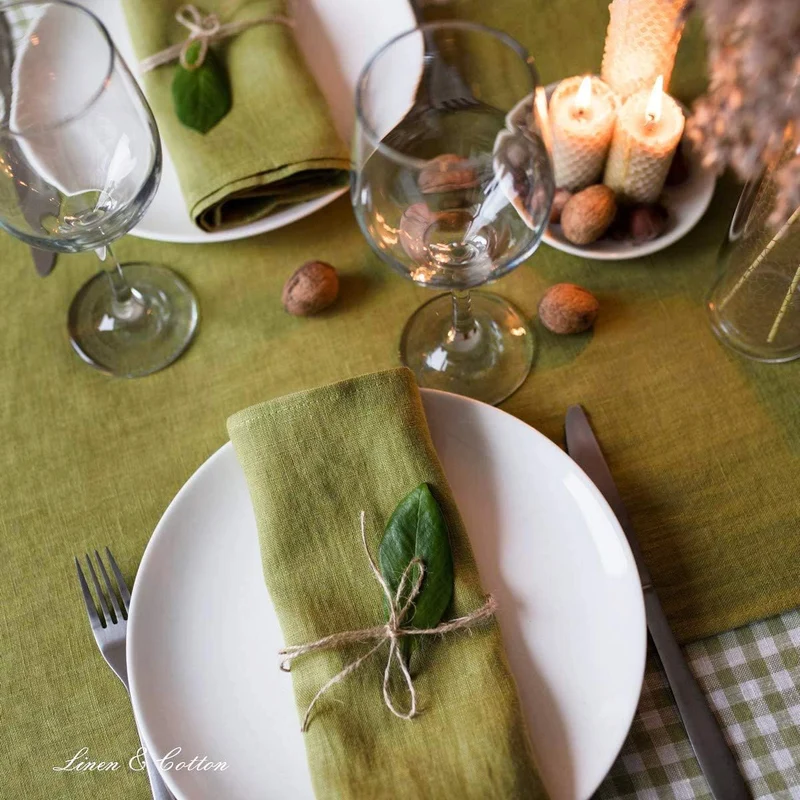 Linen & Cotton Hochwertige 4 x Stoffservietten/Servietten Stoff/Leinenservietten Hygge -100% Leinen,