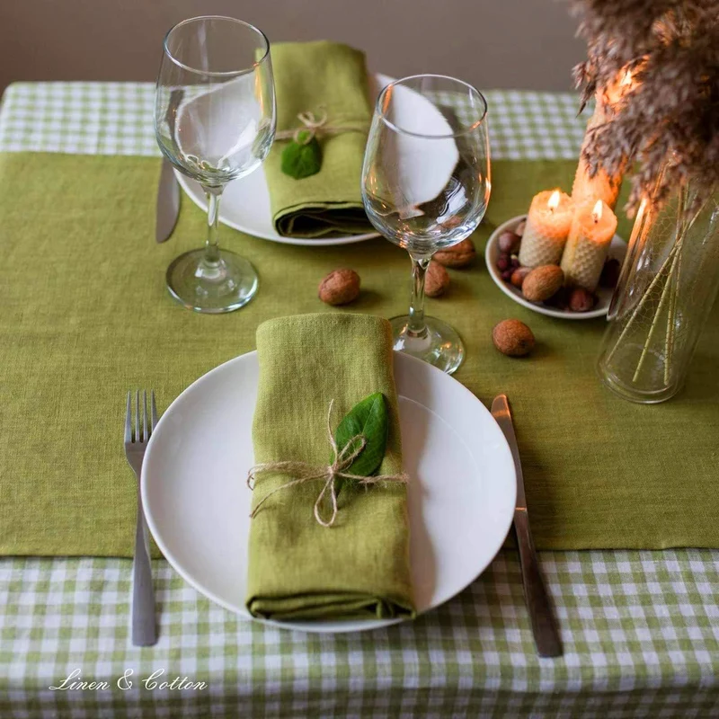 Linen & Cotton Hochwertige 4 x Stoffservietten/Servietten Stoff/Leinenservietten Hygge -100% Leinen,