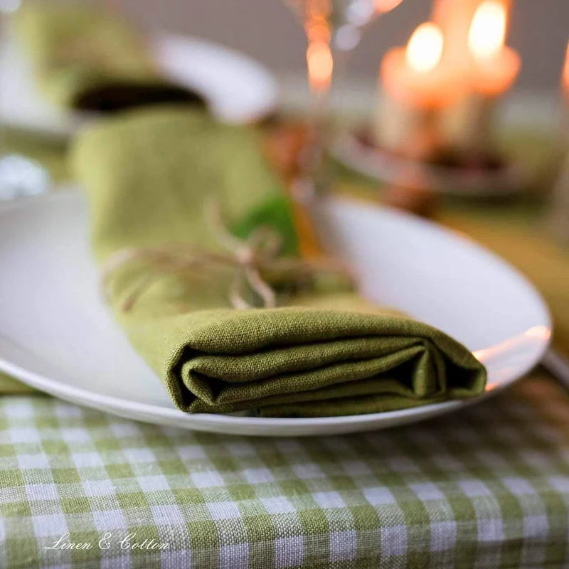 Linen & Cotton Hochwertige 4 x Stoffservietten/Servietten Stoff/Leinenservietten Hygge -100% Leinen,