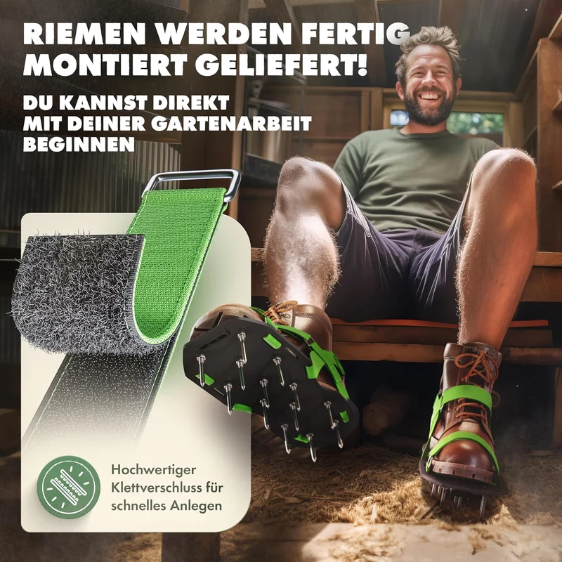 LAINFELD Nagelschuhe mit Klettverschluss | Rasenbelüfter + Estrichschuhe | Rasenlüfter Vertikutierer