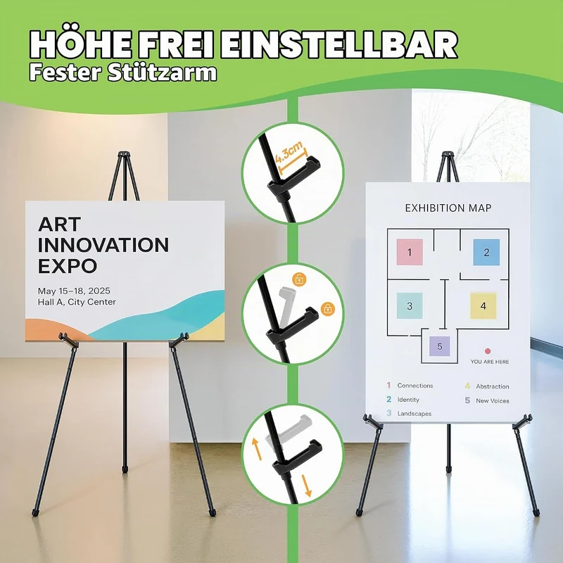 VAIIGO Verstellbare Staffelei, Künstler Staffelei 168 cm Höhe Metall Poster Staffelei, zusammenklapp