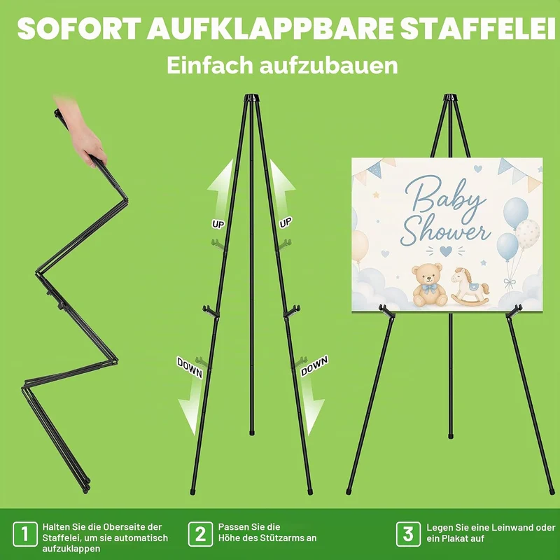VAIIGO Verstellbare Staffelei, Künstler Staffelei 168 cm Höhe Metall Poster Staffelei, zusammenklapp
