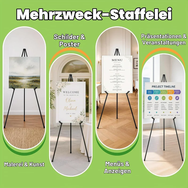 VAIIGO Verstellbare Staffelei, Künstler Staffelei 168 cm Höhe Metall Poster Staffelei, zusammenklapp