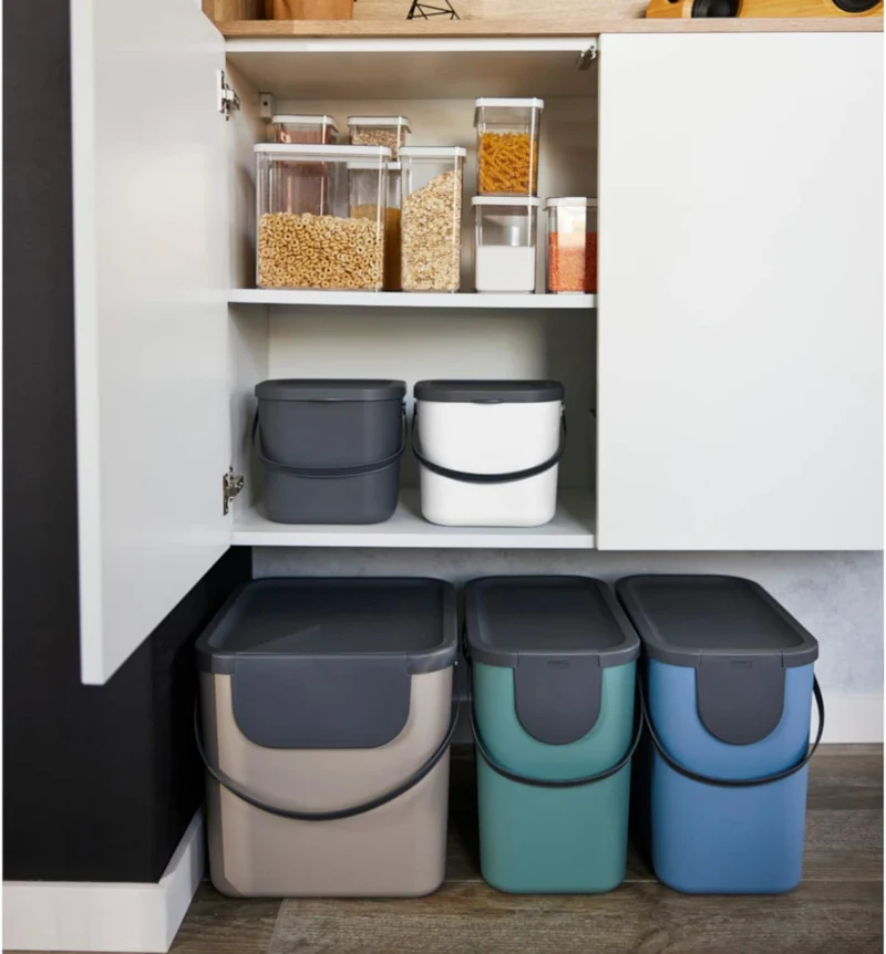 Rotho Albula 2er-Set Mülltrennungssystem 40l für die Küche, Kunststoff (PP) BPA-frei, bunt Anthrazit