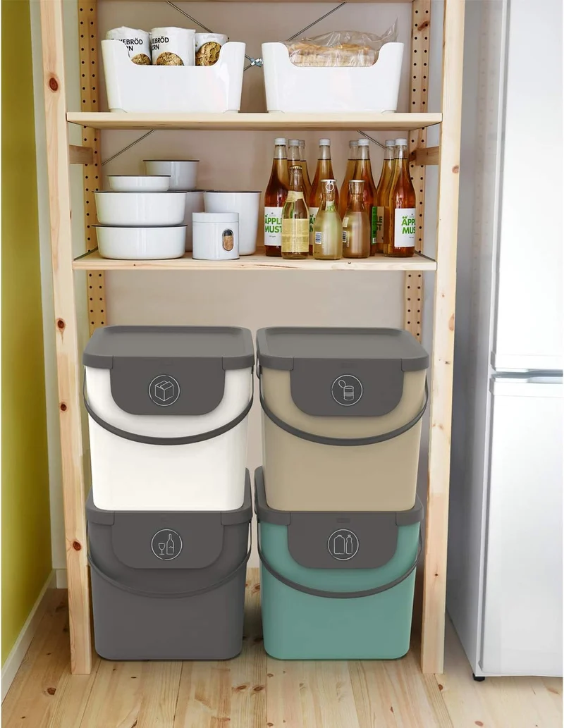 Rotho Albula 2er-Set Mülltrennungssystem 40l für die Küche, Kunststoff (PP) BPA-frei, bunt Anthrazit