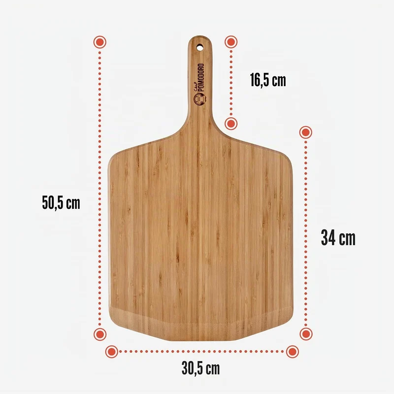 Chef Pomodoro Pizzaschieber – Pizzaschaufel – Pizzaheber aus Bambus – Pizzaschieber Holz – Pizzascha