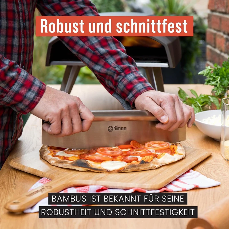Chef Pomodoro Pizzaschieber – Pizzaschaufel – Pizzaheber aus Bambus – Pizzaschieber Holz – Pizzascha