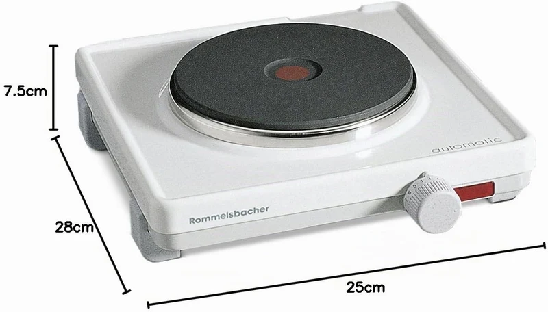 ROMMELSBACHER Automatik Einzelkochplatte AK 1580 - Gehäuse feueremailliert, weiss, Gussheizplatte 14