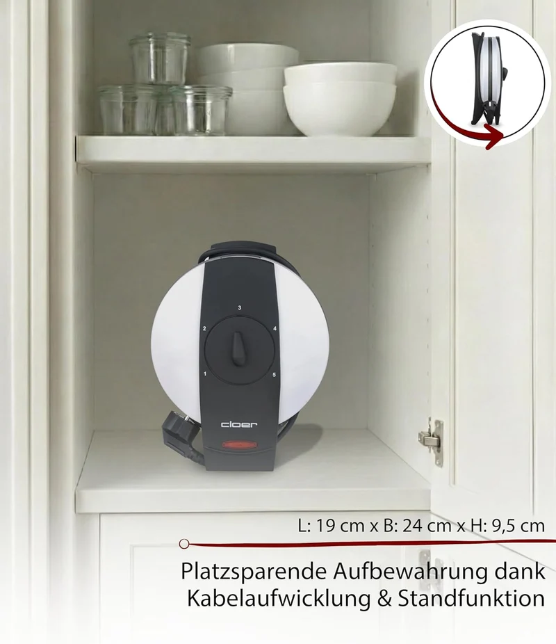 Cloer 261 Hörncheneisen für hauchdünne, knusprige Hörnchen, 800 W, Hörnchengrösse 14,5 cm Durchmesse