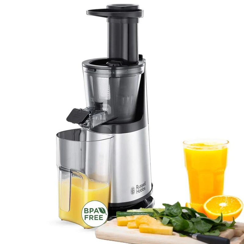 Russell Hobbs Slow Juicer Profi [Entsafter für Obst & Gemüse & Kräuter] Edelstahl (3 Siebeinsätze:fe
