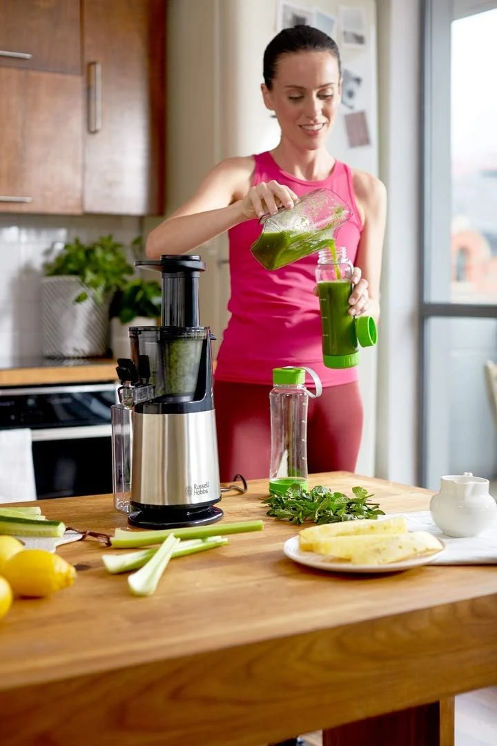 Russell Hobbs Slow Juicer Profi [Entsafter für Obst & Gemüse & Kräuter] Edelstahl (3 Siebeinsätze:fe
