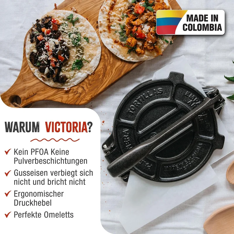 Victoria TOR-003 FBA_TOR-003 Tortilla-Presse, Gusseisen, schwarz