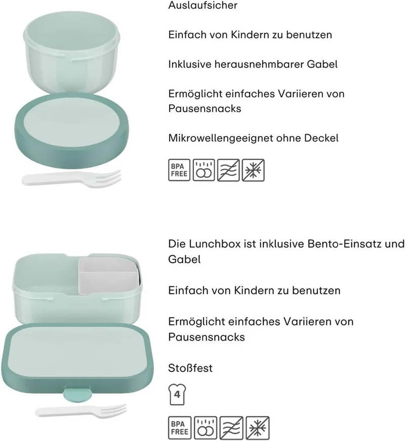 Mepal | Kinder Obst- und Bento Box | Campus meets Fruits | Spülmaschinenfest & BPA-frei | 300 & 750
