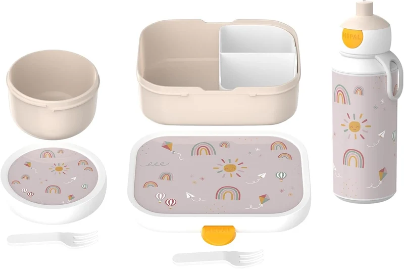 Mepal - Pausenset Campus - Set für Kinder mit Pop-up Trinkflasche, Lunch Box & Obstbox - Lunch-Set f