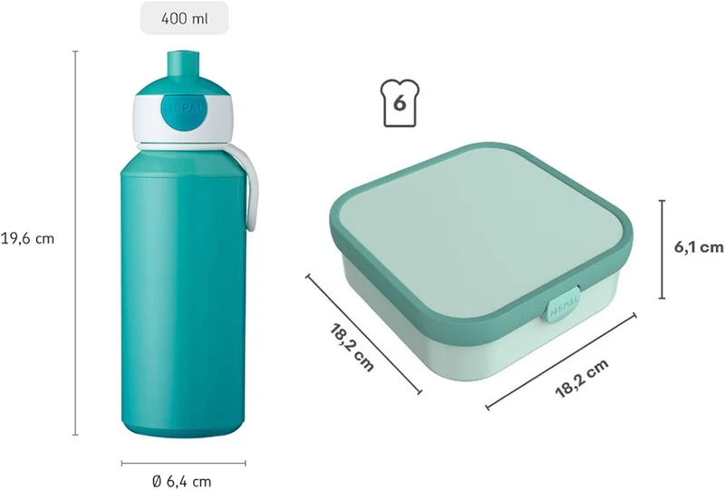Mepal | Lunch-Set XL Campus | Bentobox gross & Trinkflasche | Spülmaschinenfest | 400 & 1300 ml | Mi