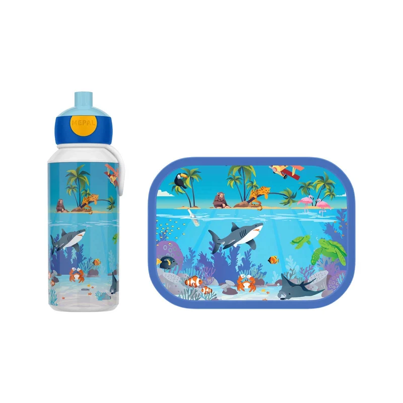 Mepal - Pausenset Campus - Set für Kinder mit Pop-up Trinkflasche & Lunch Box - Lunch-Set für die Sc